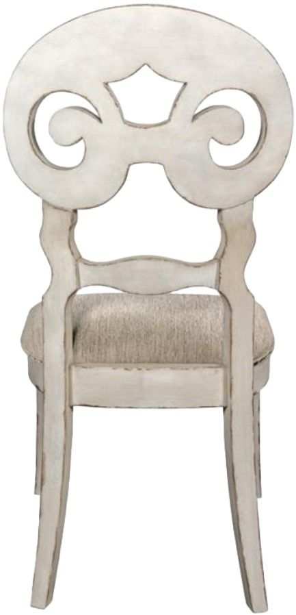 Riverside Furniture Mix-N-Match Chairs 2-Piece Beige/Chipped White Scroll Back Upholstered Dining Side Chair Set-3
