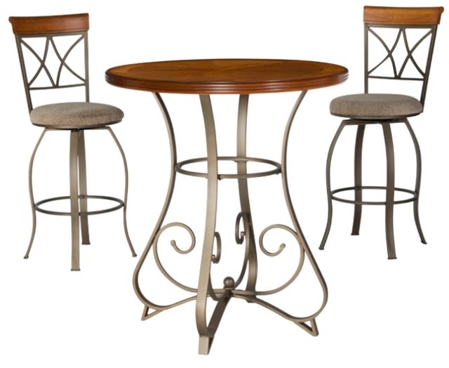 Powell® Hamilton 3-Piece Bronze/Medium Cherry Swivel Pub Table Set-0