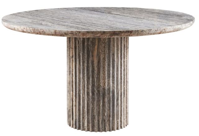 Universal Explore Home™ New Modern Meadow White Travertine Round Dining Table-0