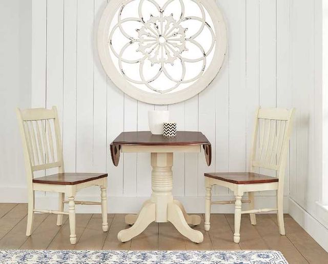 A-America® British Isles Merlot Dropleaf Table with Buttermilk Base-3