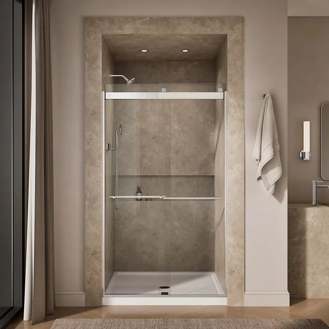 KOHLER Levity® Plus Bright Polished Silver 82" x 45" - 48" Frameless Sliding Shower Door-3