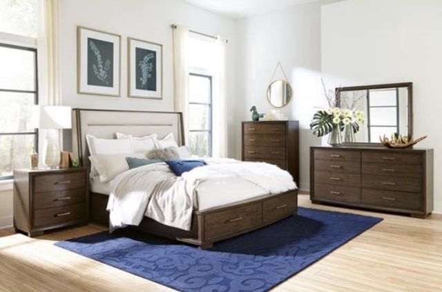 Riverside Furniture Monterey Beige/Mink Queen Upholstered Panel Storage Bed-3