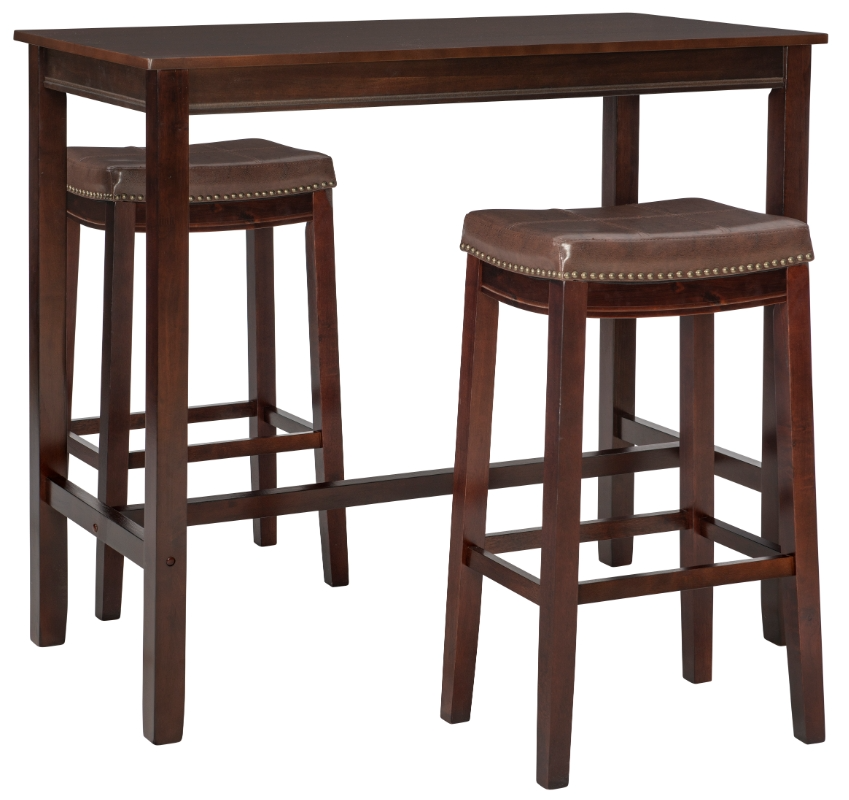 Linon Claridge 3-Piece Brown Bar Height Dining Table Set Renn's - Main Image