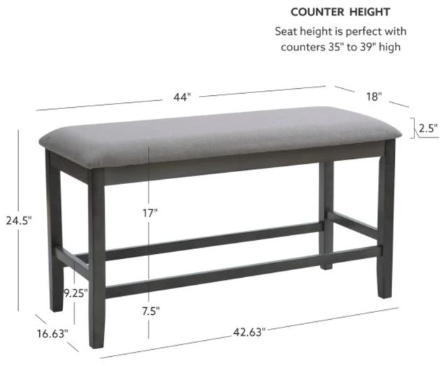 Powell® Seneca Gray Counter Backless Bench-2