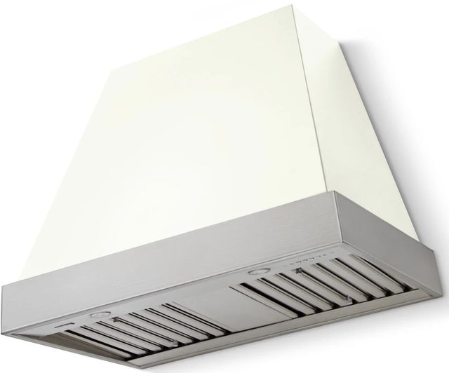 La Cornue CornuFé Euclid 36" Pure White Wall Mounted Range Hood with Satin Chrome Trim-0