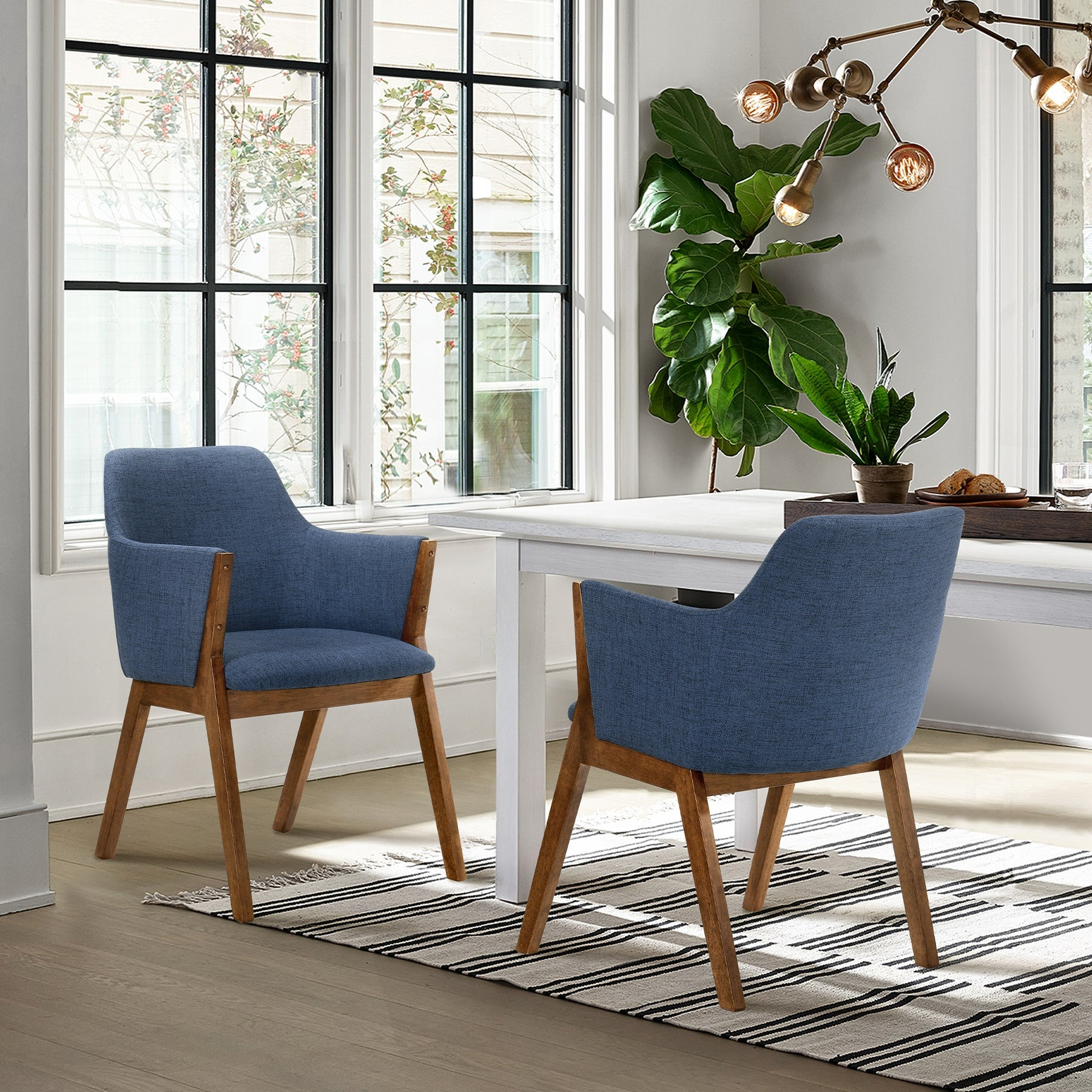 Armen Living Renzo 2-Piece Blue Dining Chairs | Big Sandy