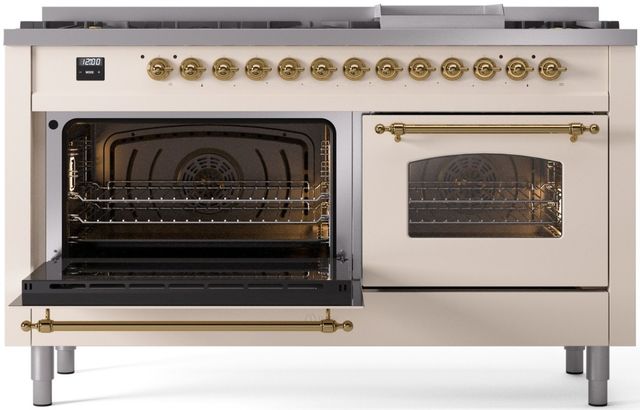 Ilve® Nostalgie II Series 60" Antique White Pro Style Dual Fuel Range-2