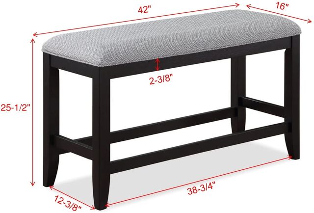 Crown Mark Frey Black/Gray Counter Dining Bench-2