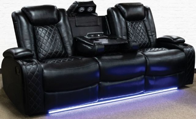 American Wholesale Furniture Omega Black Manual Reclining Sofa-0