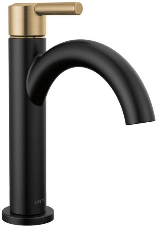 Delta Nicoli® Champagne Bronze/Matte Black Single Handle Bathroom Faucet with Drain-0