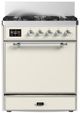 Ilve® Majestic III 30" Antique White Pro Style Dual Fuel Natural Gas Range with 5 Black Brass Burners and Chrome Trim-0