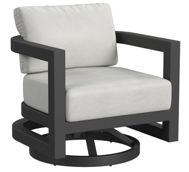 Sunset West Malibu Matte Coal Aluminum Swivel Outdoor Club Chair with Cast Silver Cushion-0
