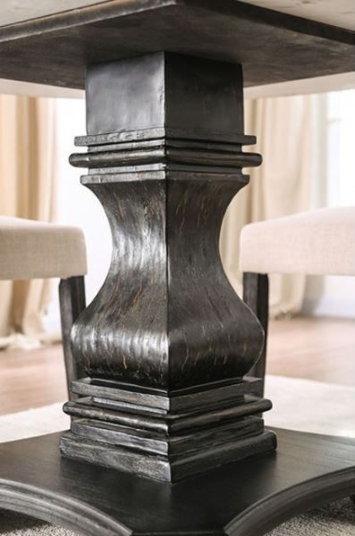 Furniture of America® Elfredo White Marble Round Dining Table with Antique Black Pedestal -3
