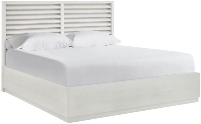 Universal Explore Home™ Oasis White Sandblasted Quartered Pine Shoreline Panel Storage Queen Bed-2