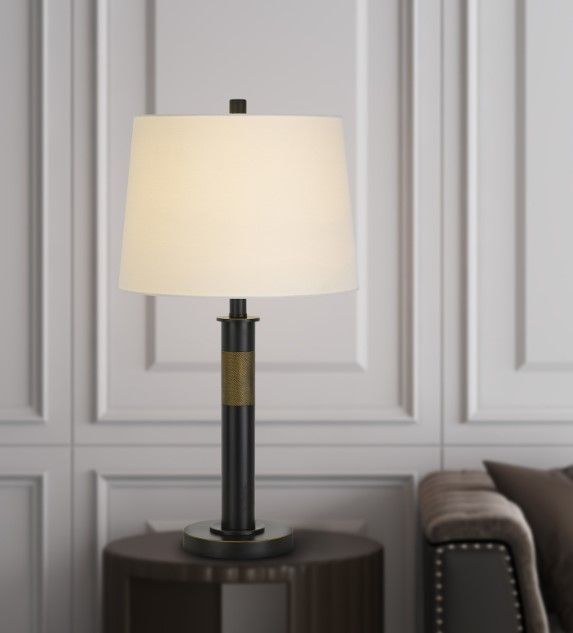 Cal® Lighting & Accessories Graham Black Leathrette Table Lamp-3