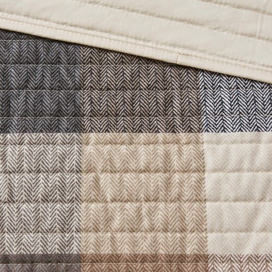 Olliix by Madison Park Ridge 6 Piece Neutral Full/Queen Reversible Herringbone Coverlet Set-3
