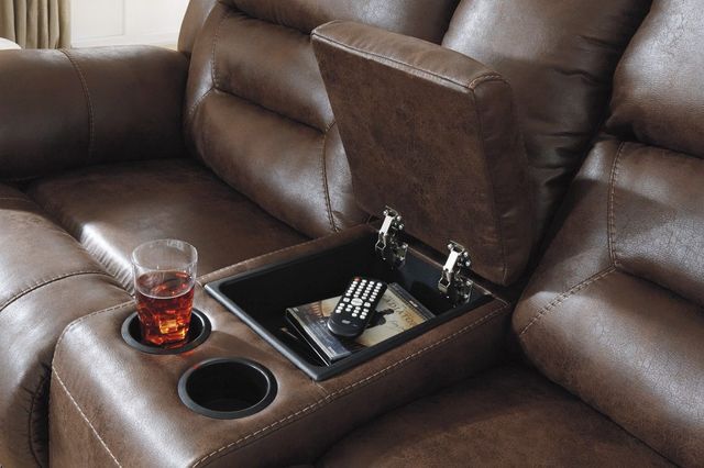 Signature Design by Ashley® Stoneland Chocolate Manual Reclining Loveseat with Console-3