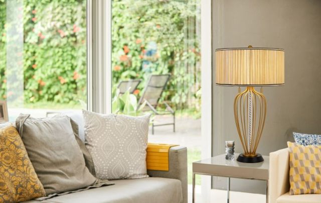 Cal® Lighting & Accessories Laval Antique Brass/Black Table Lamp-1