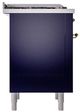 Ilve® Nostalgie II Noblesse 36'' Midnight Blue Pro Style Dual Fuel Range with Brass Trim-2