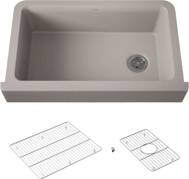 KOHLER® Cairn® Matte Taupe Undermount Single-Bowl Farmhouse Kitchen Sink-0