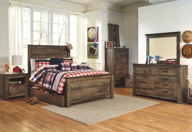 Signature Design by Ashley® Trinell 2-Piece Brown Full Panel Storage Bed Set-3