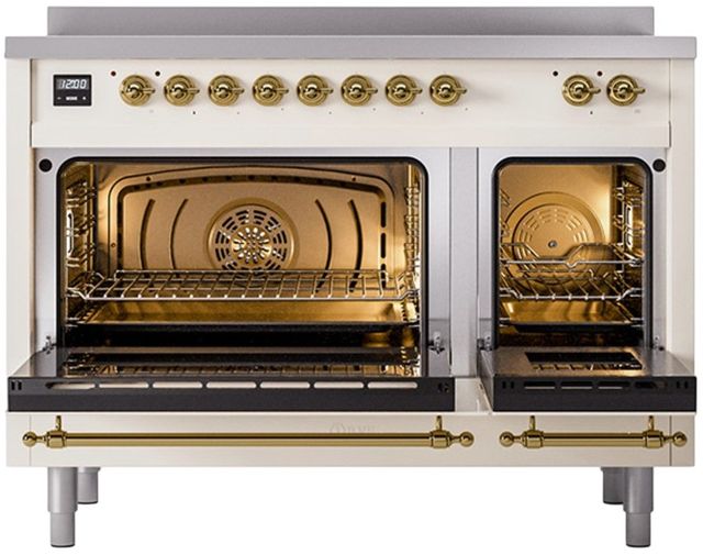 Ilve® Nostalgie II Series 48" Antique White Pro Style Induction Range-1