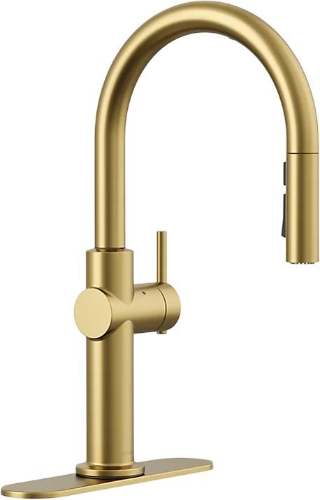 KOHLER® Crue® Vibrant Brushed Moderne Brass Touchless Kitchen Sink Faucet with 3-Function Sprayhead-0
