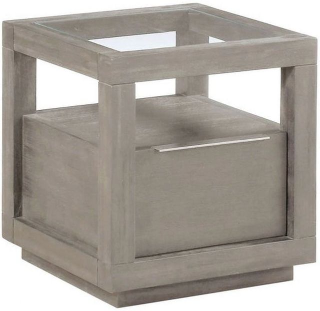 Modus Furniture Oxford Glass Top End Table with Mineral Base-0