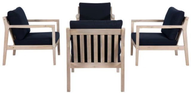 Linon Svana 5-Piece Navy/White Wash Fabric/Wood Outdoor Conversation Set-2