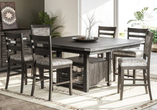 Jofran Inc. Altamonte 7-Piece Brushed Gray/Dark Charcoal Square Dining Set-0