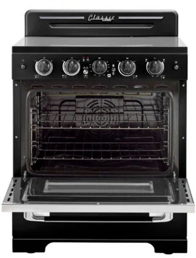 Unique® Appliances Classic Retro 30" Midnight Black Freestanding Electric Range-1