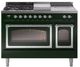Ilve® Nostalgie II Noblesse 48'' Emerald Green Pro Style Dual Fuel Range with Chrome Trim-1