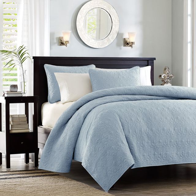 Olliix by Madison Park Blue Twin/Twin XL Quebec Reversible Coverlet Set-1