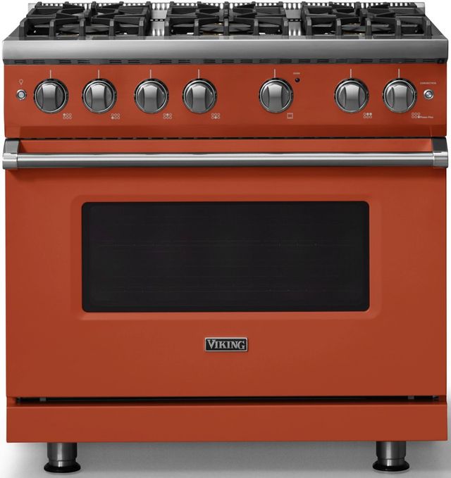 Viking® 5 Series 36" Spiced Cider Pro Style Gas (LP) Range with Polished Chrome Trim-0