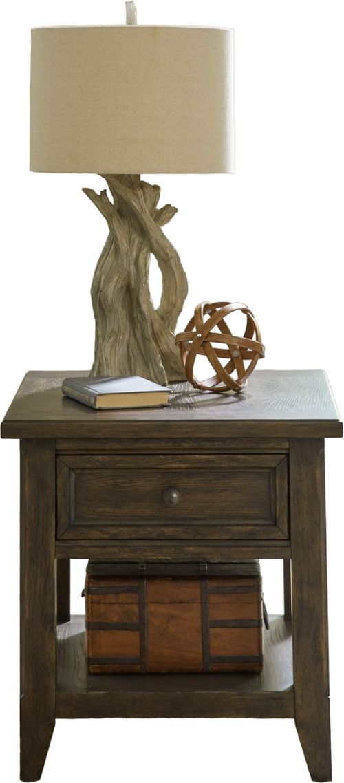 Liberty Furniture Paradise Valley Saddle Brown End Table | Western ...