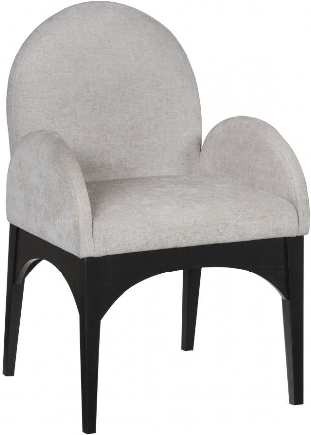 Meridian Furniture Waldorf Gray/Black Chenille Upholstered Dining Arm Chair-0