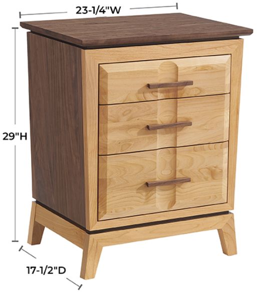Whittier Wood® Furniture Addison Duet 3-Drawer Nightstand-2
