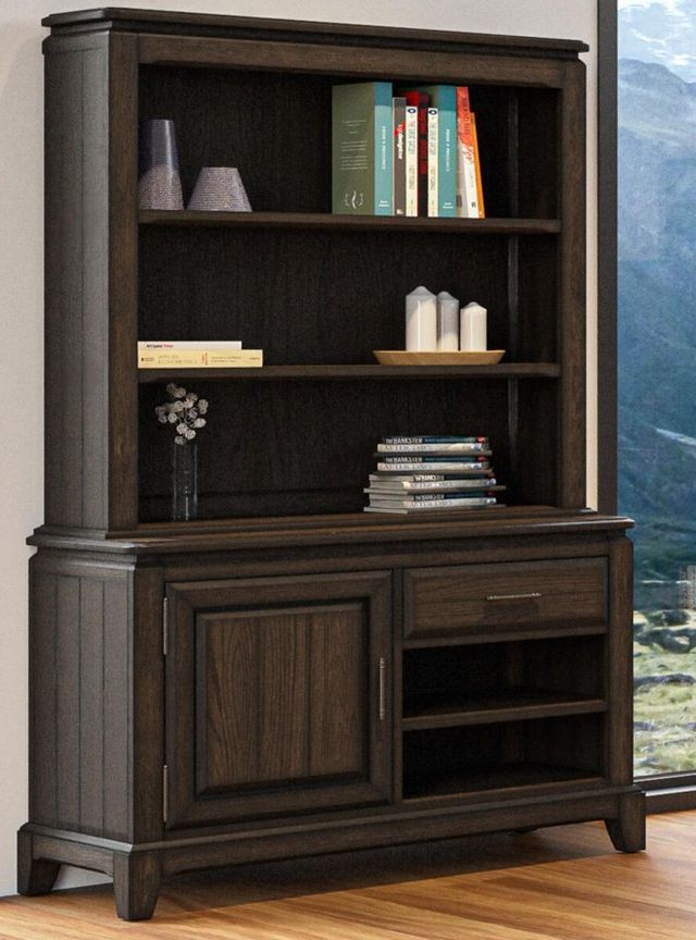 Bernards Bellamy Lane Brown Credenza with Bookcase Hutch-3