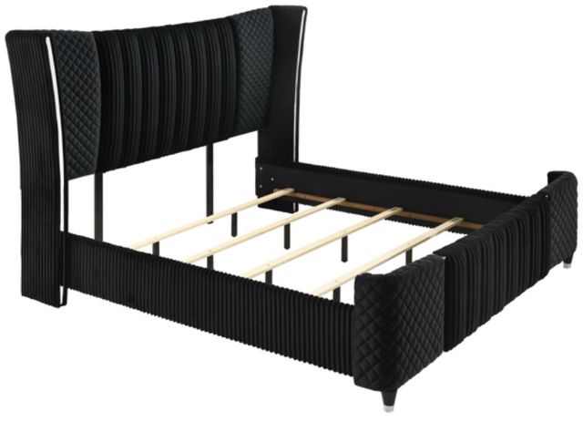 Crown Mark Armany Black Queen Upholstered Panel Bed-3