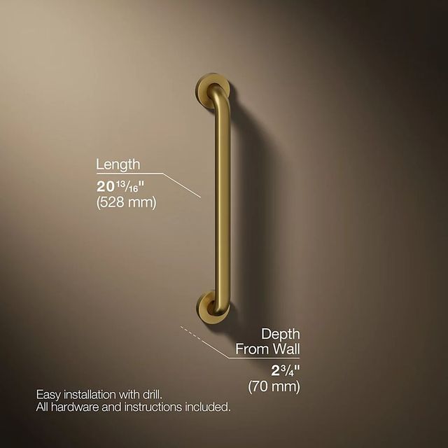KOHLER® Contemporary Vibrant Brushed Moderne Brass 18" Grab Bar-2
