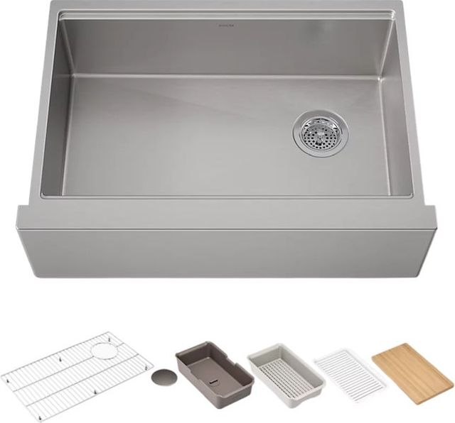 KOHLER® Strive® Stainless Steel 30" Undermount Single-Bowl Farmhouse Workstation Kitchen Sink-0