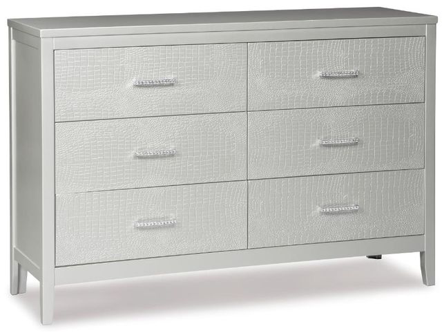Signature Design by Ashley® Olivet 5-Piece Silver Twin Panel Bed Set-2