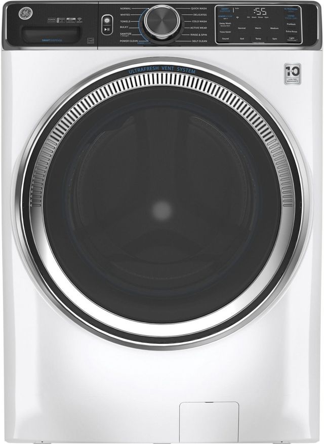 GE® 5.0 Cu. Ft. White Smart Front Load Washer-0