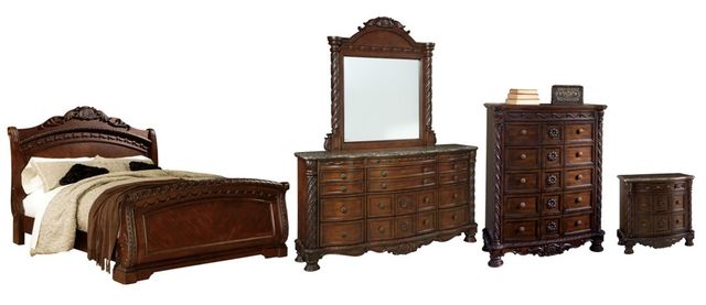 Millennium® by Ashley® North Shore 5-Piece Dark Brown King Sleigh Bed Set-0