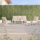 Sunset West Bristol Satin White Aluminum Outdoor Club Chair with Canvas Flax Cushion-4