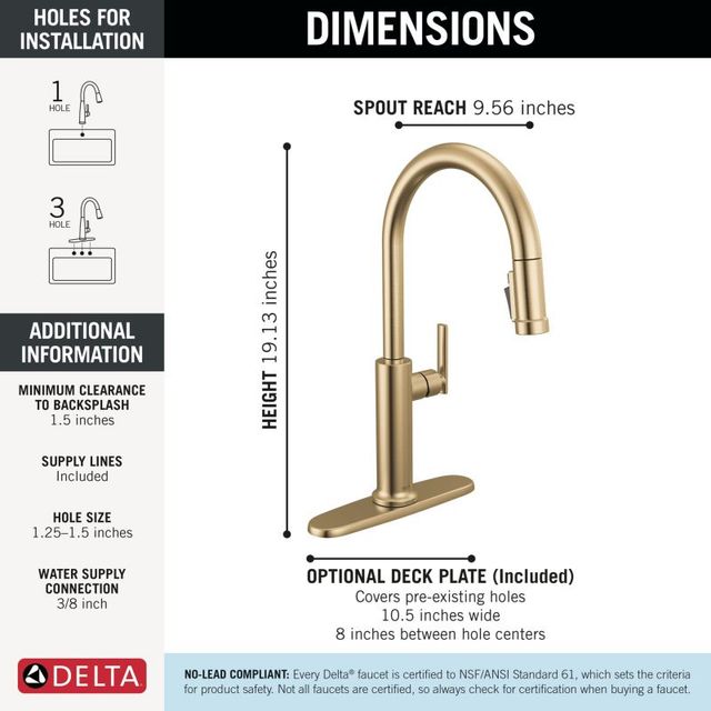 Delta Altado™ Champagne Bronze Single Handle Pull-Down Kitchen Faucet-2