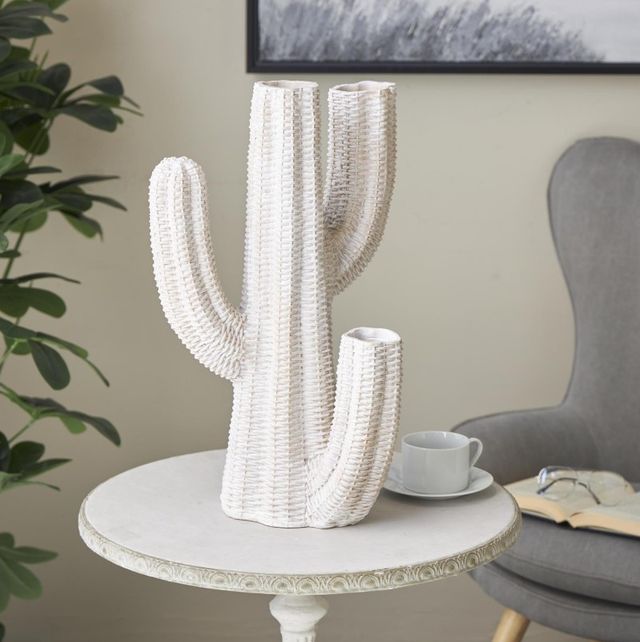 Deco Marche Cream Cactus Tall Textured Planter-4