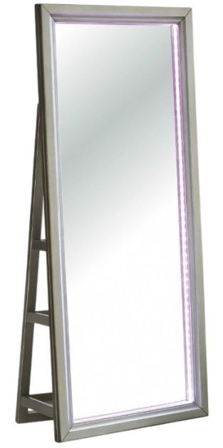 Signature Design by Ashley® Evesen Champagne Floor Standing Mirror with Storage and LED-3