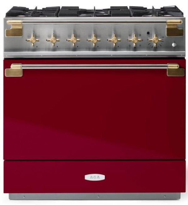 AGA™ Elise Series 36" Stainless Steel Pro Style Dual Fuel Range with Cranberry Door-0