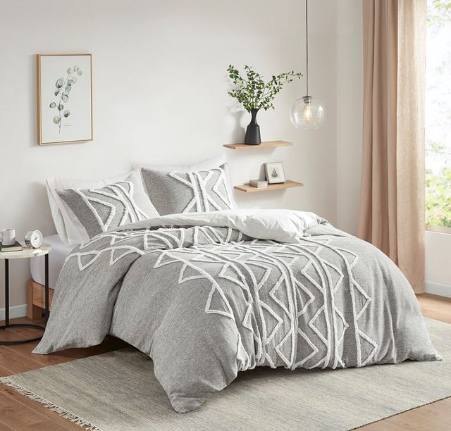 Olliix by INK+IVY Hayes 3 Piece Gray King/California King Chenille Cotton Comforter Set-4